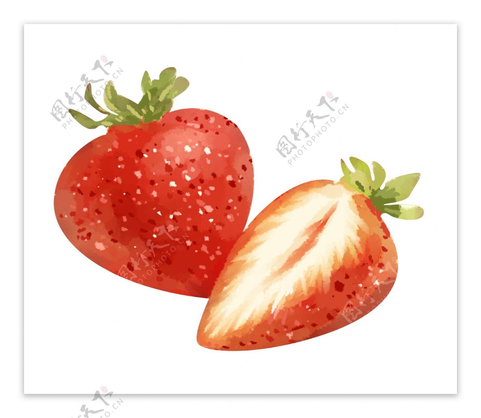半个草莓手绘插画