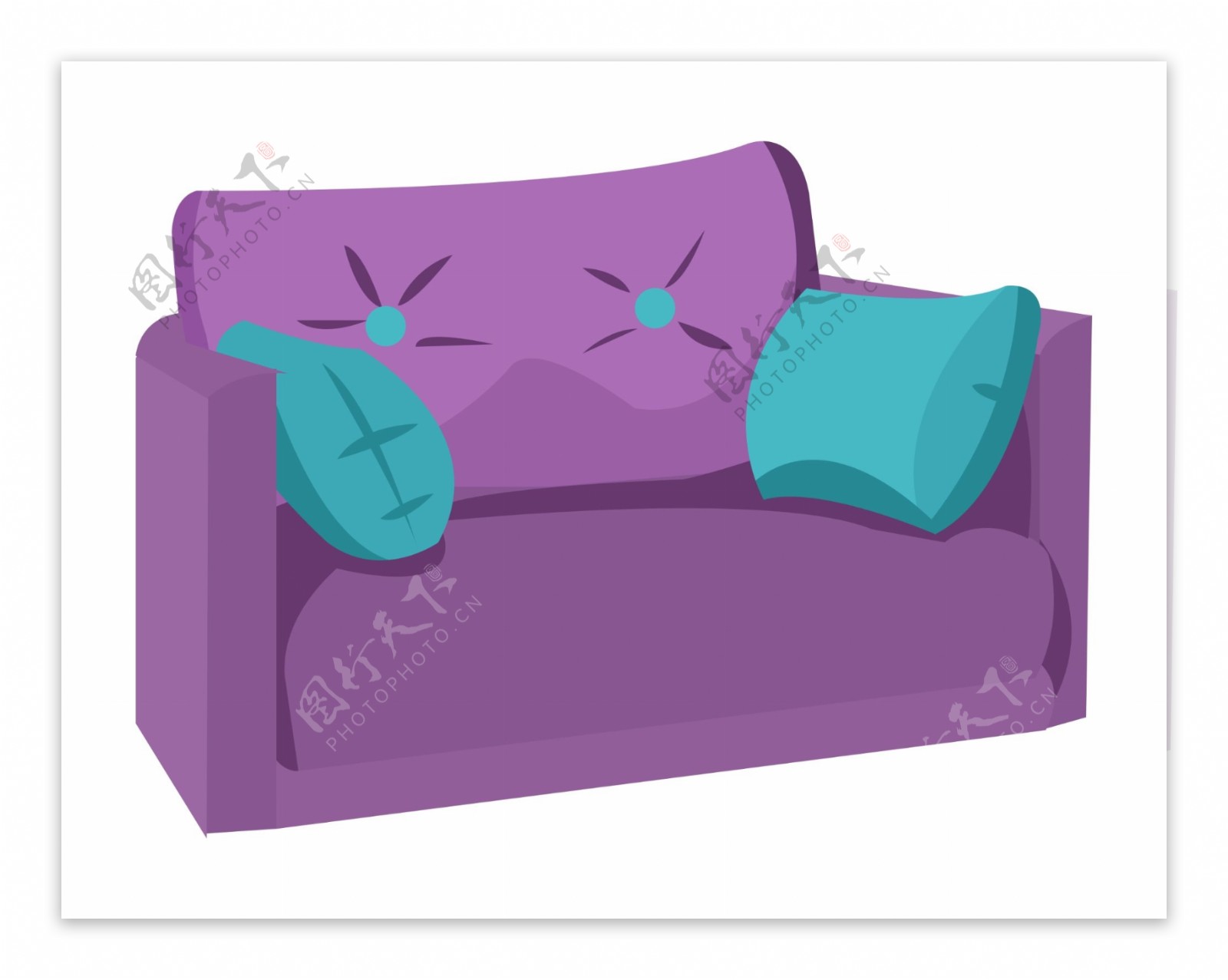 手绘紫色沙发插画