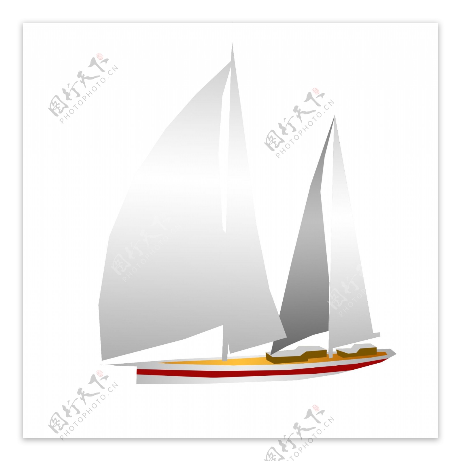 夏日海上运动帆船插画