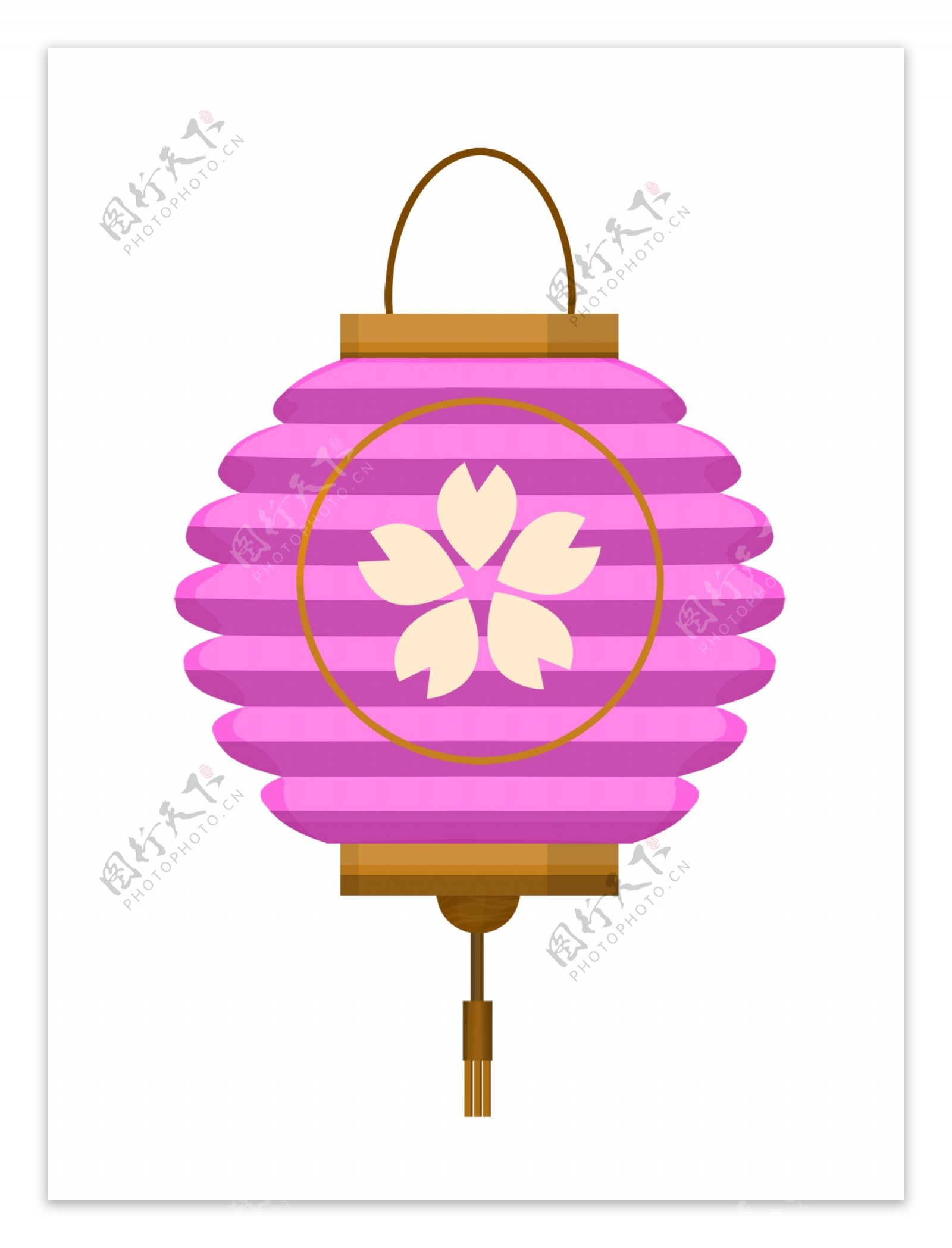 水彩手绘紫色的中国风灯笼