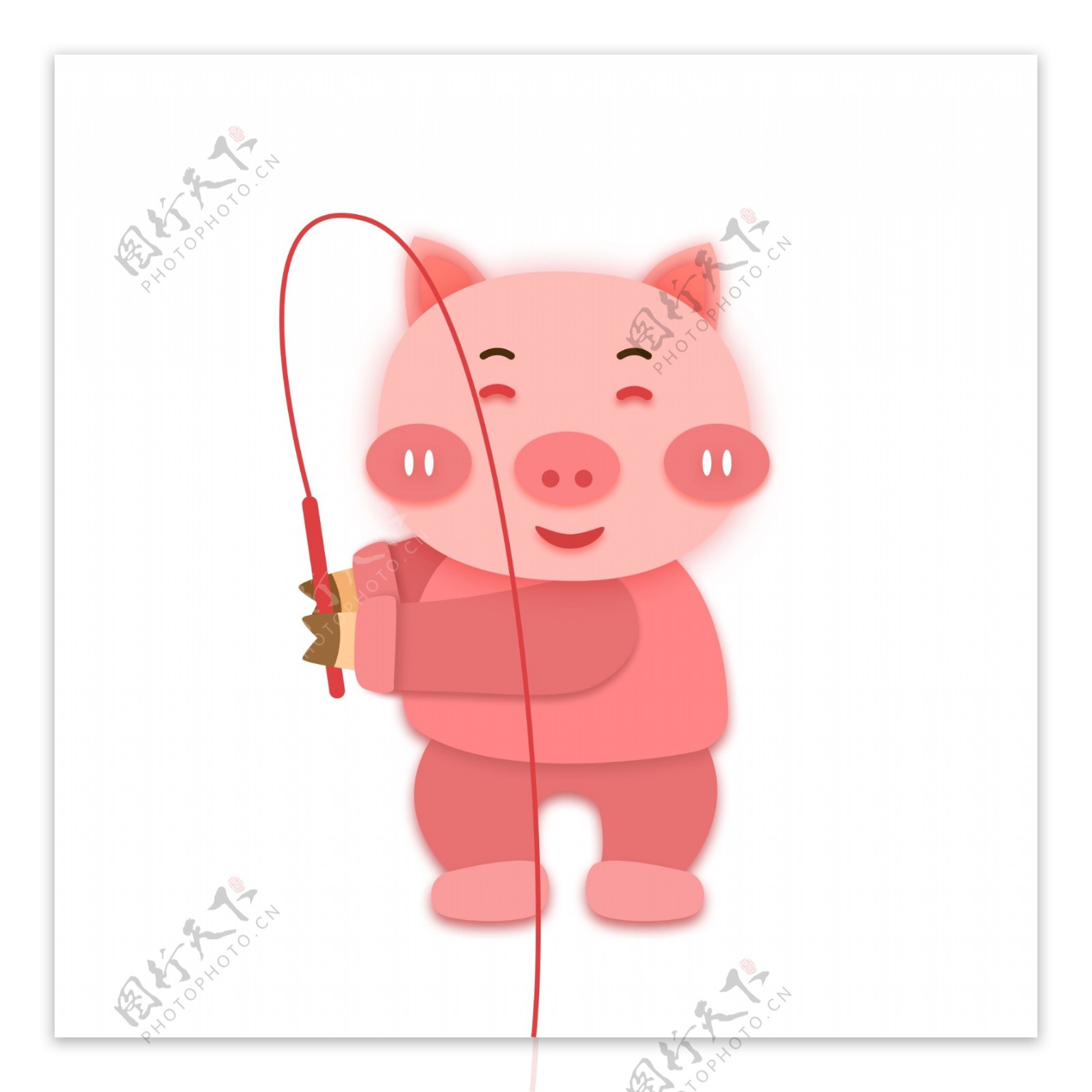 钓鱼的猪形象元素设计