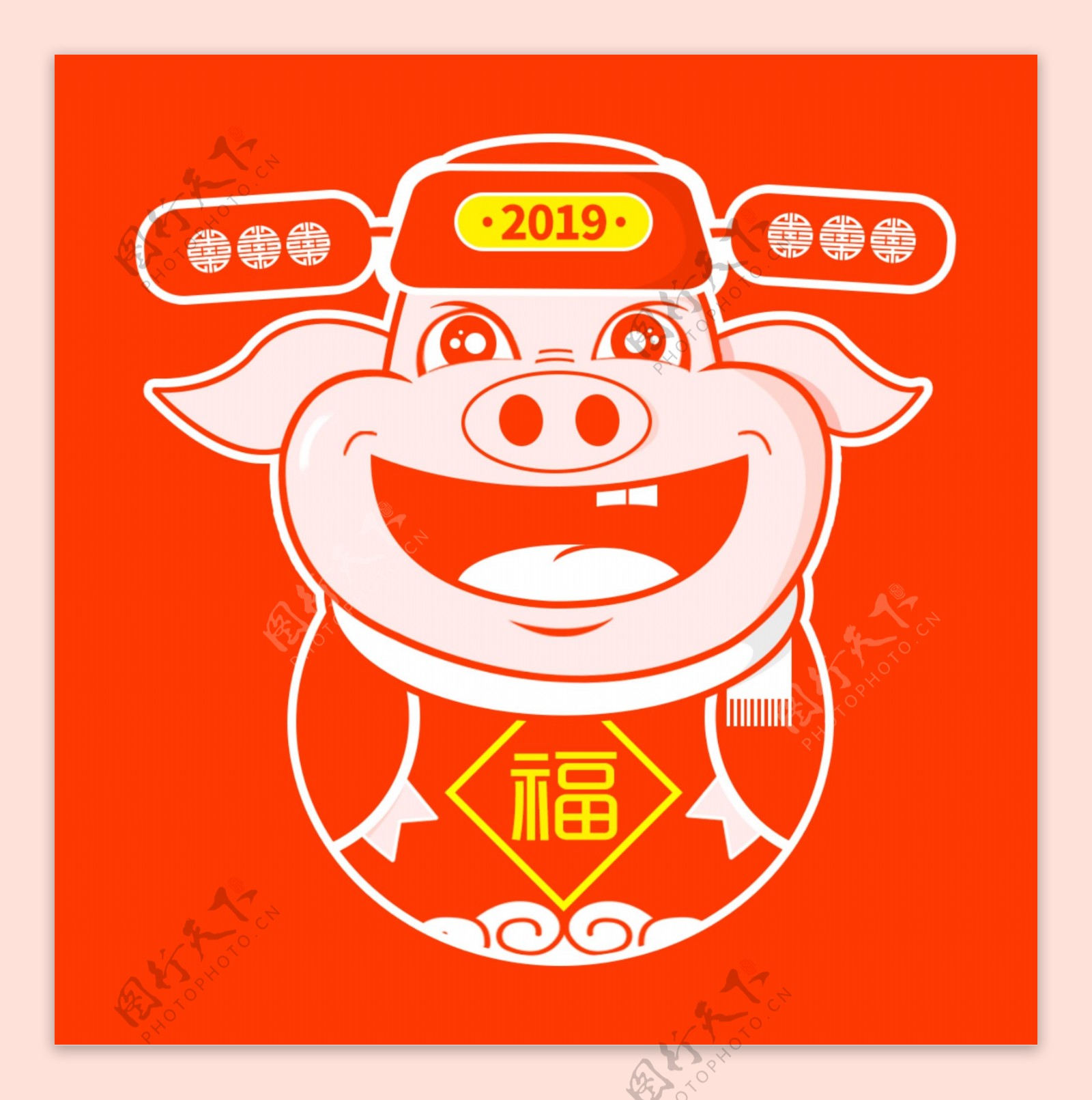 2019元旦新年送福猪