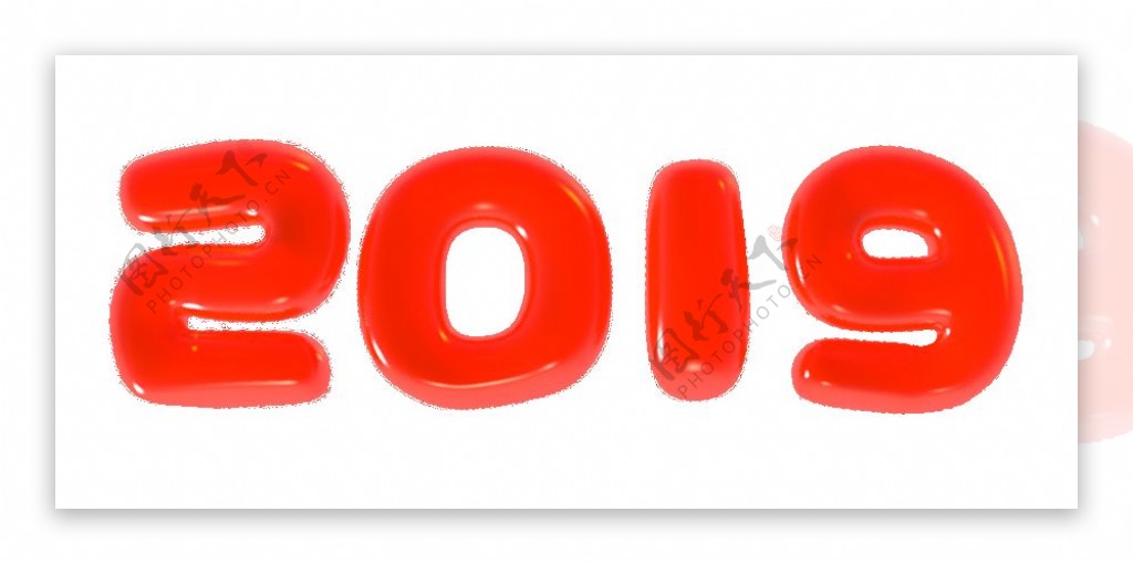 2019年红色3D立体数字可爱字体