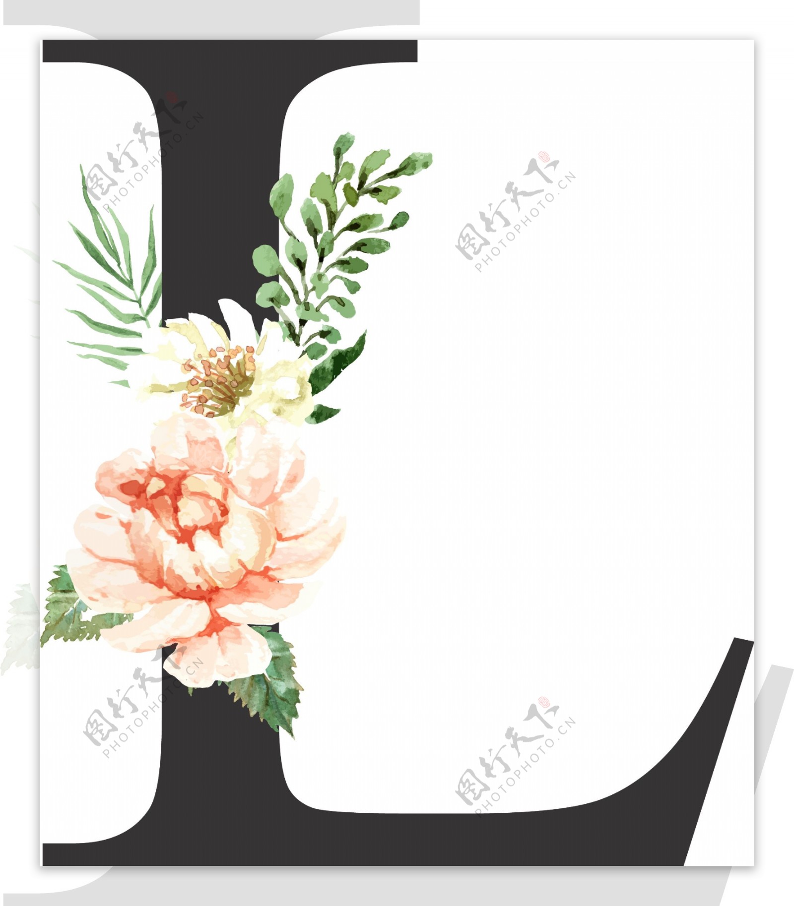 创意婚礼季字母L浪漫花朵