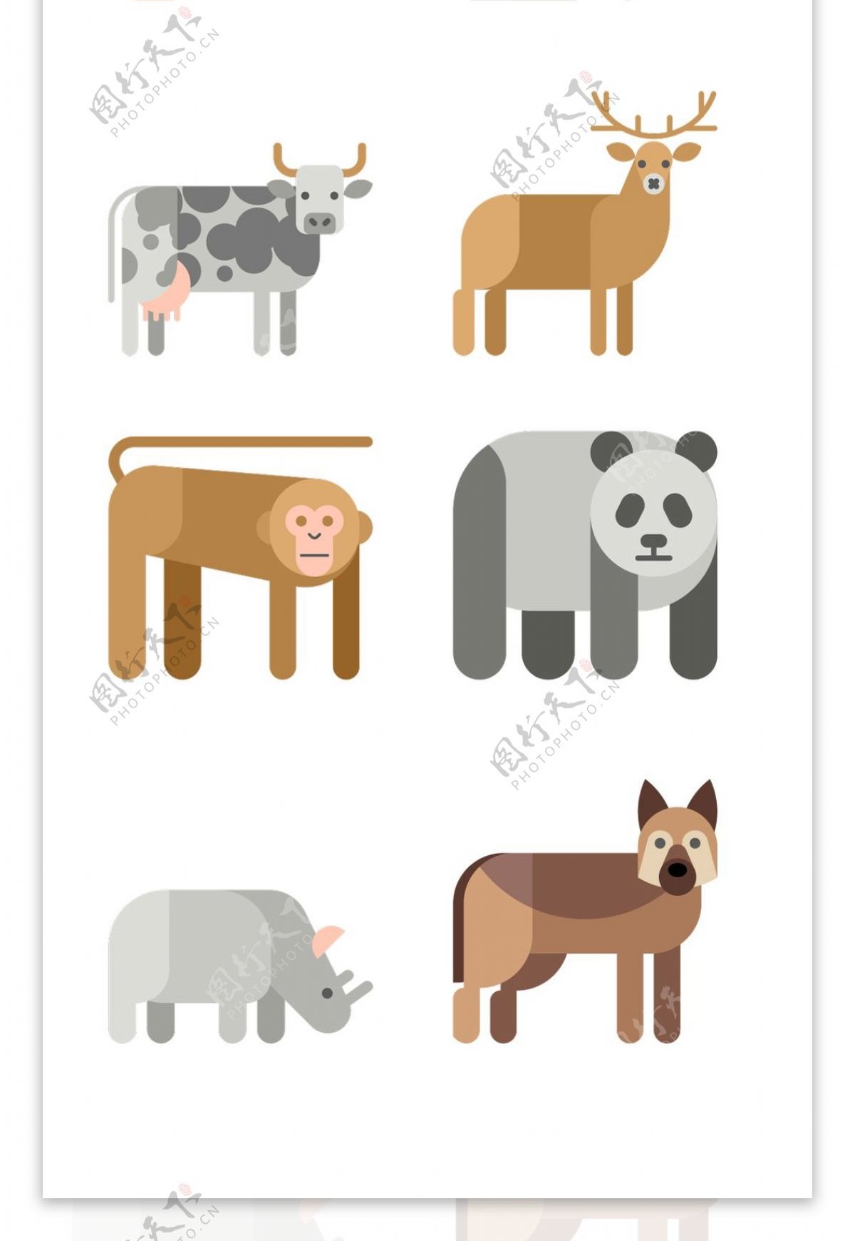 多款可爱平面卡通动物图标矢量素材