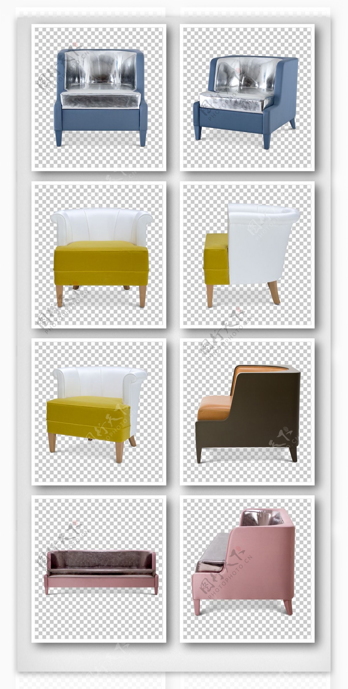 时尚设计拼色椅子实物元素