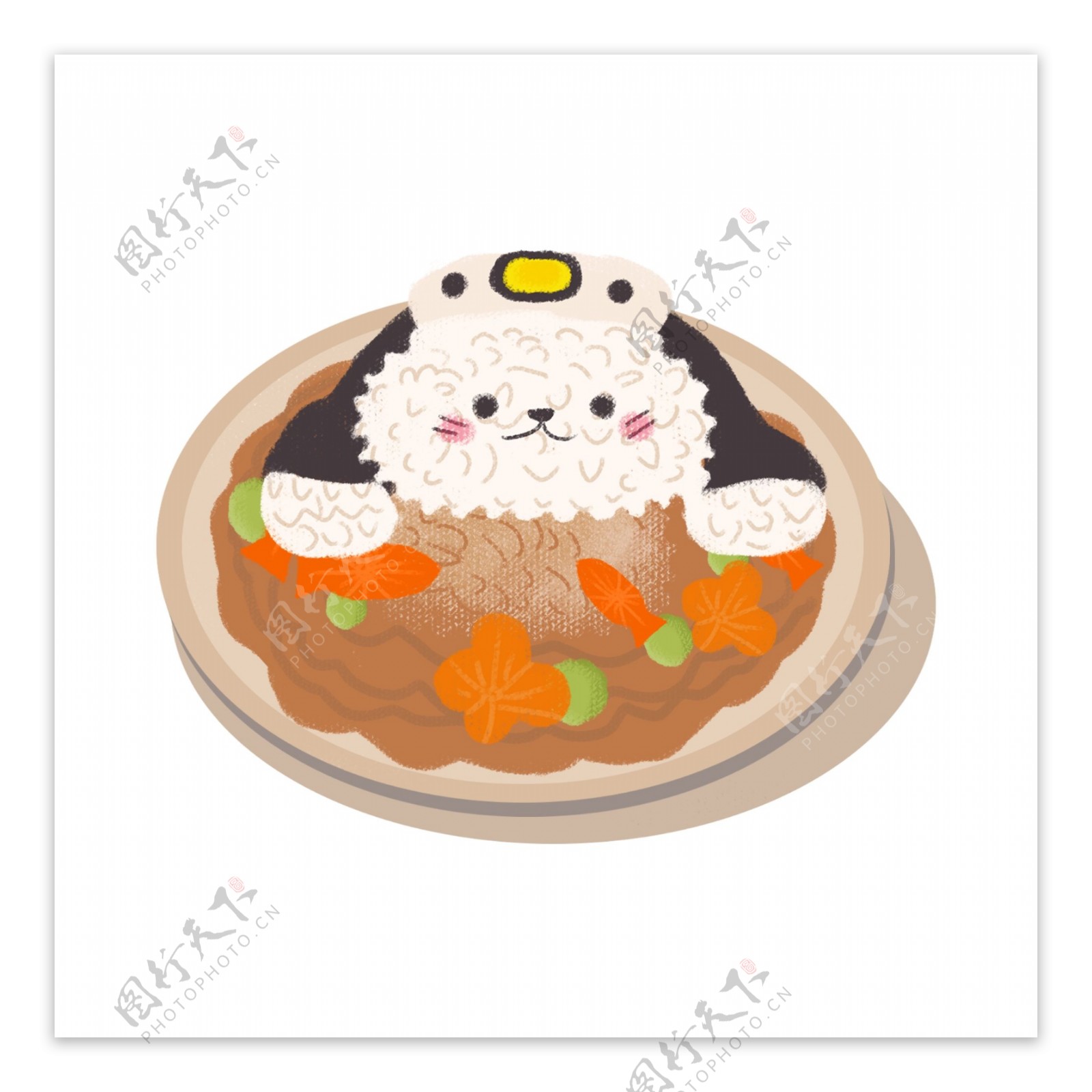 手绘卡通可爱食物之日式汤饭