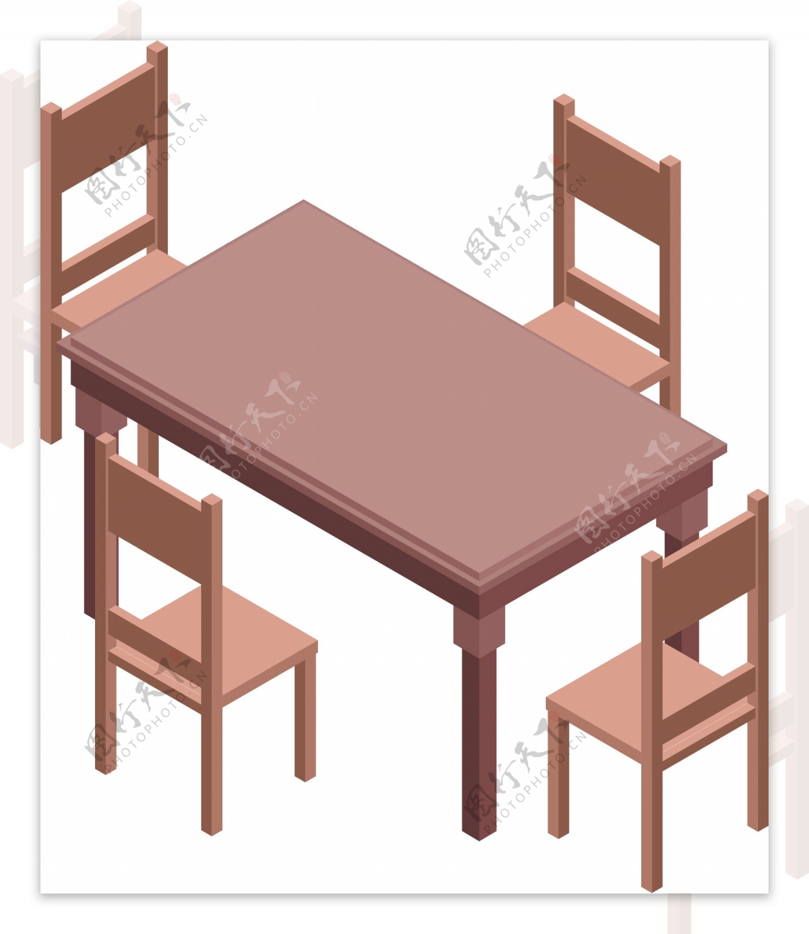 2.5D风格餐桌椅子元素