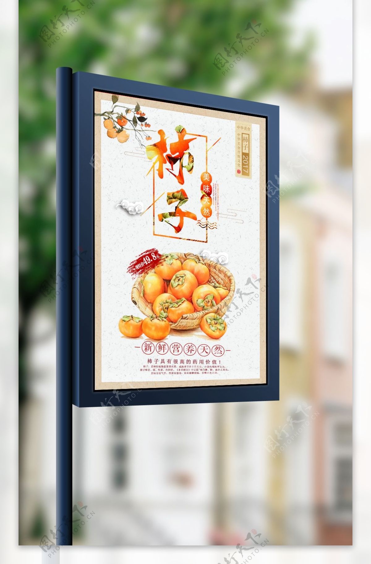 柿子饼美食文化宣传海报
