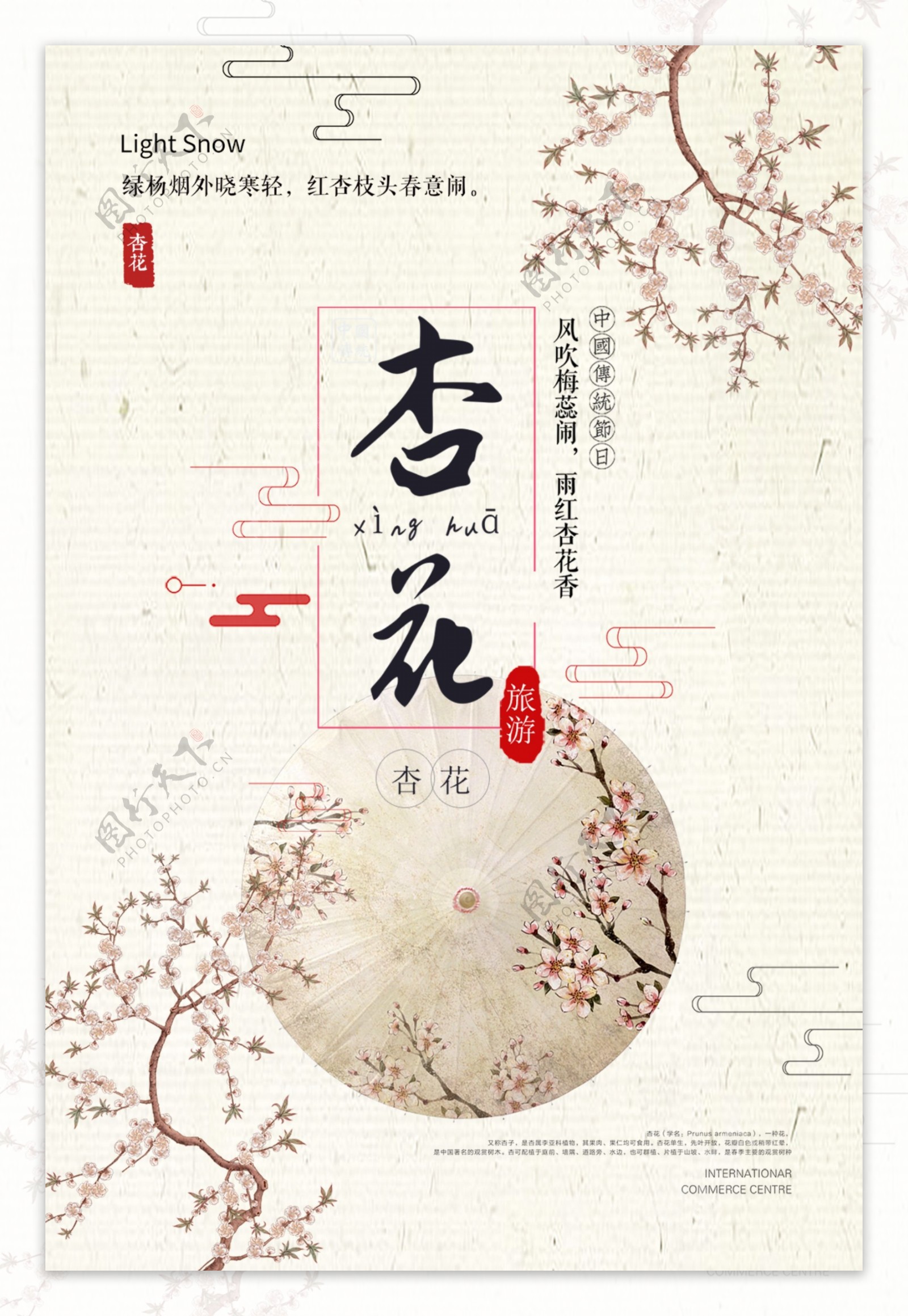 中国风杏花旅游创意海报