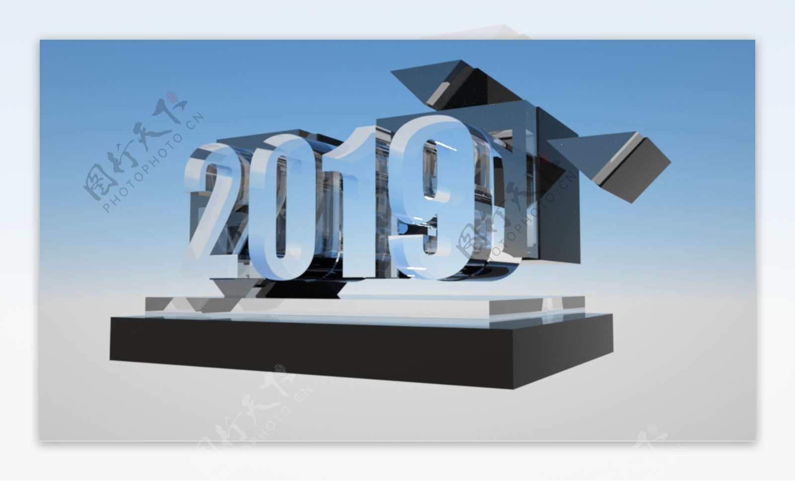 玻璃材质新年2019c4d免抠PNG元素