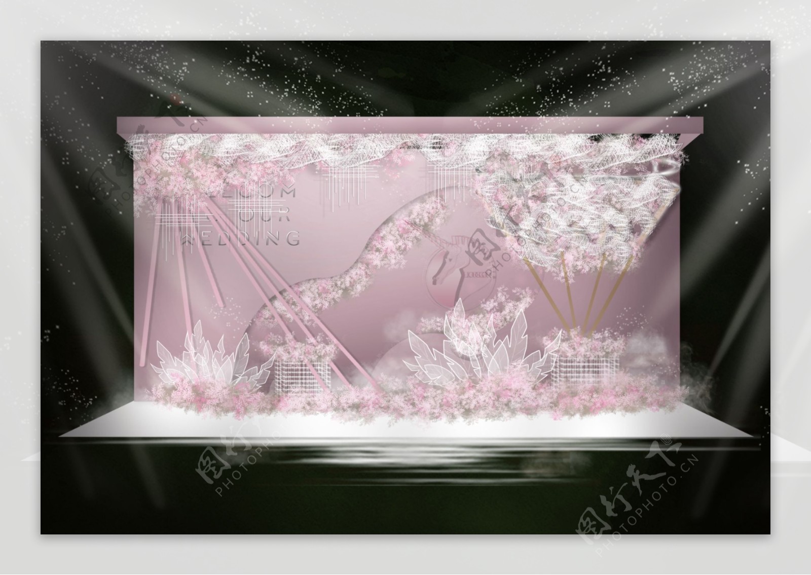 3D粉色饱和度50婚礼效果图
