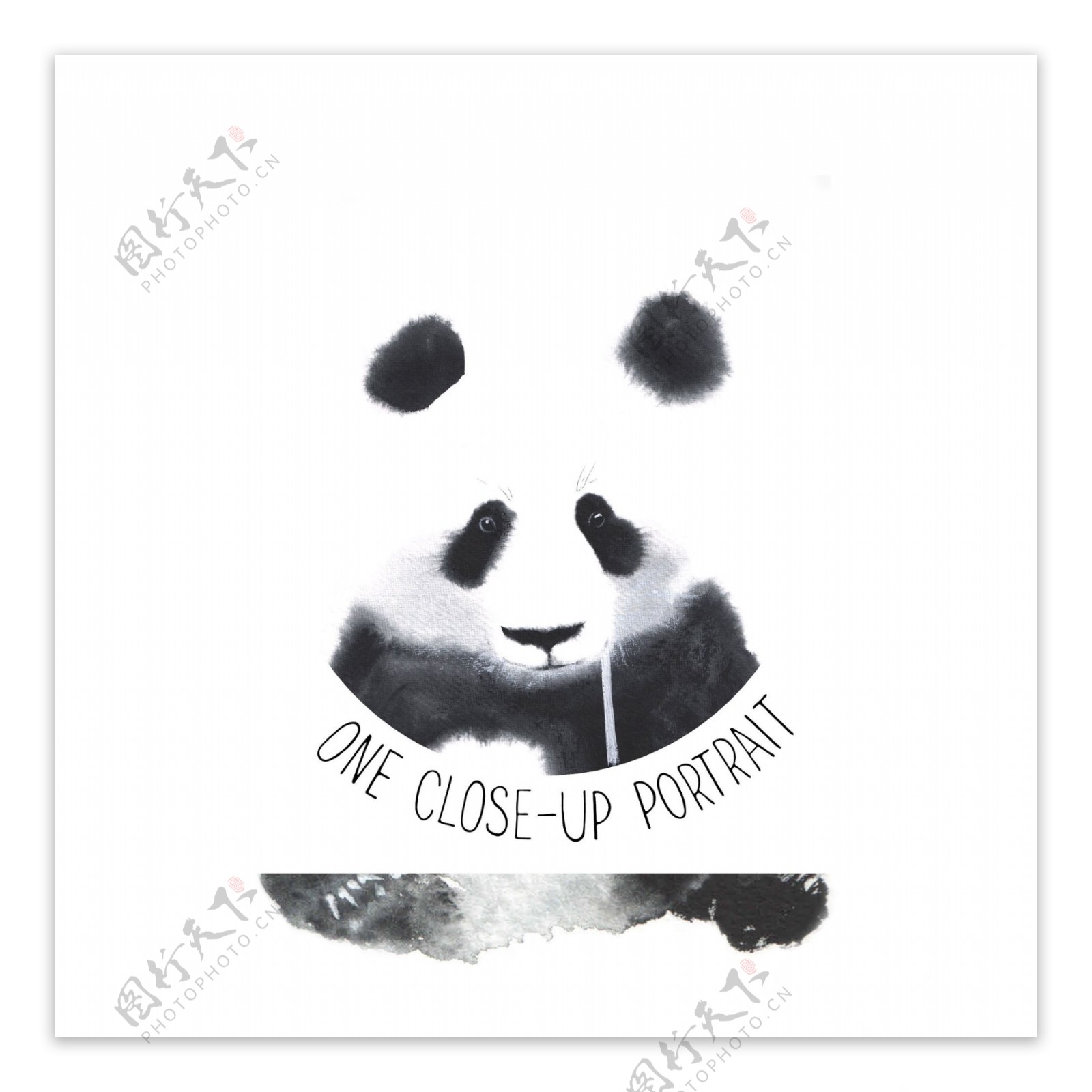 不分层熊猫水墨画