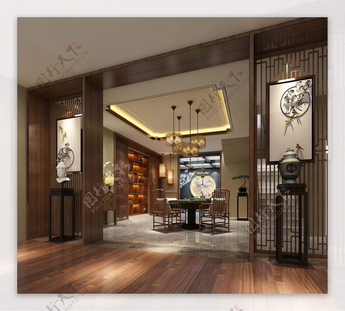 中式餐厅效果图3d模型