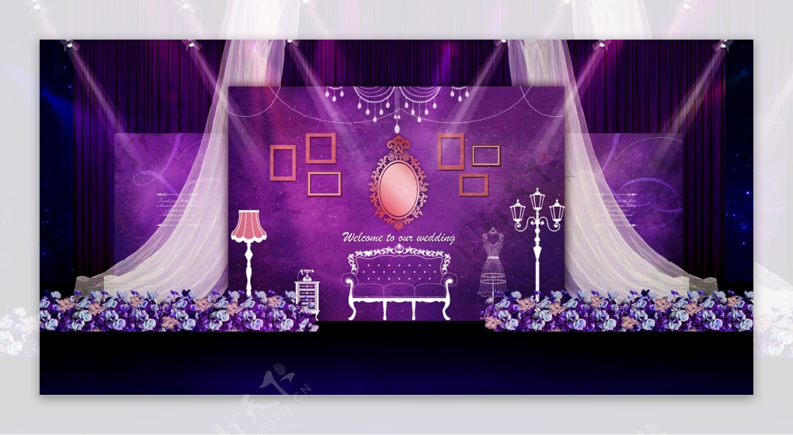紫色唯美婚礼效果