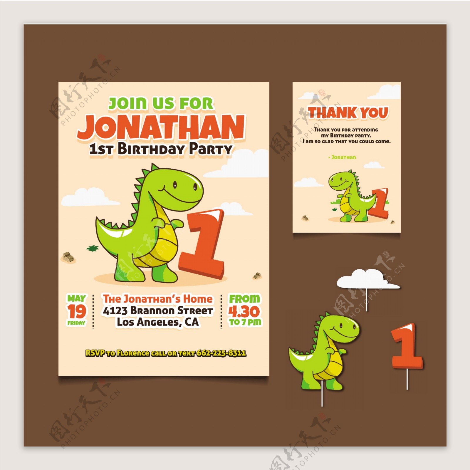 恐龙设计生日卡