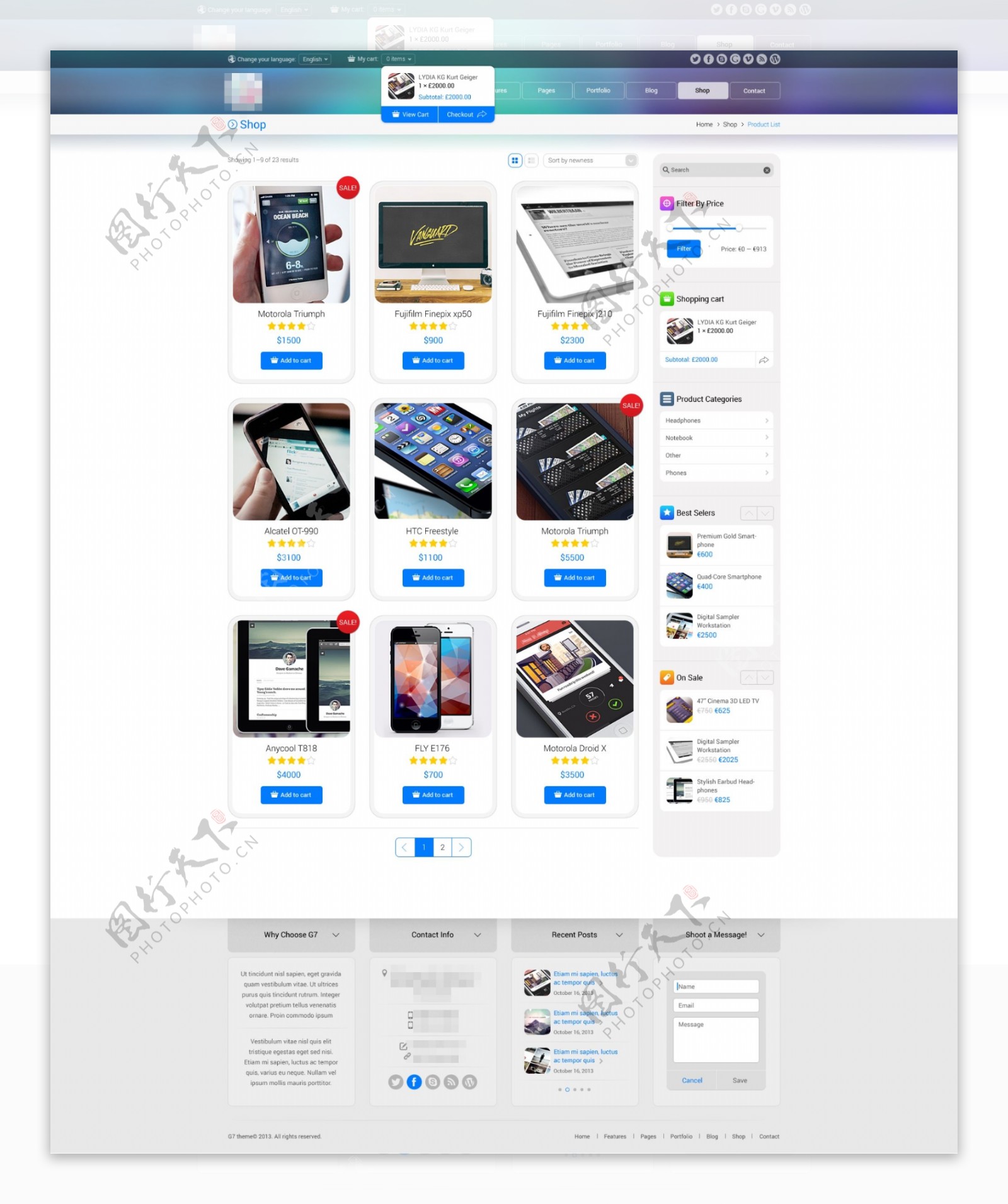 蓝色精美的企业科技手机商城网站之产品详情