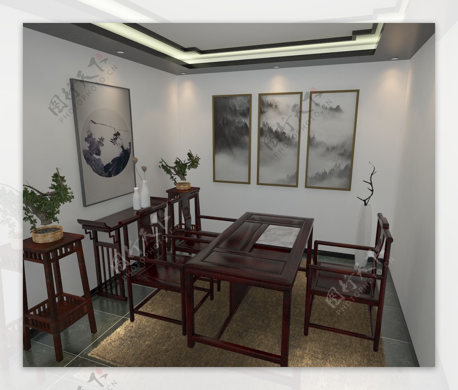 小茶室场景3D模型图