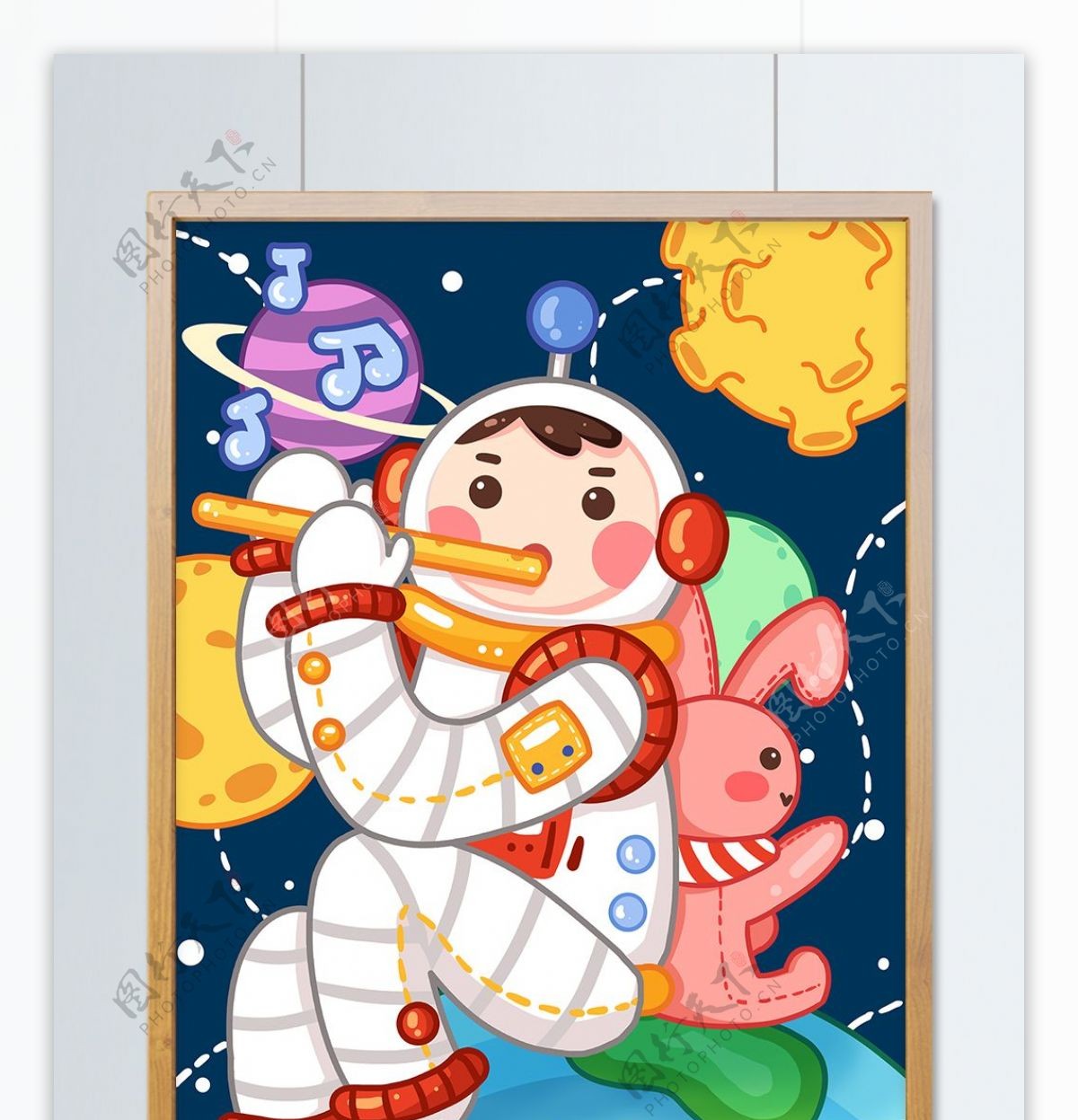 宇宙奇妙之旅之太空人和小粉兔吹笛子