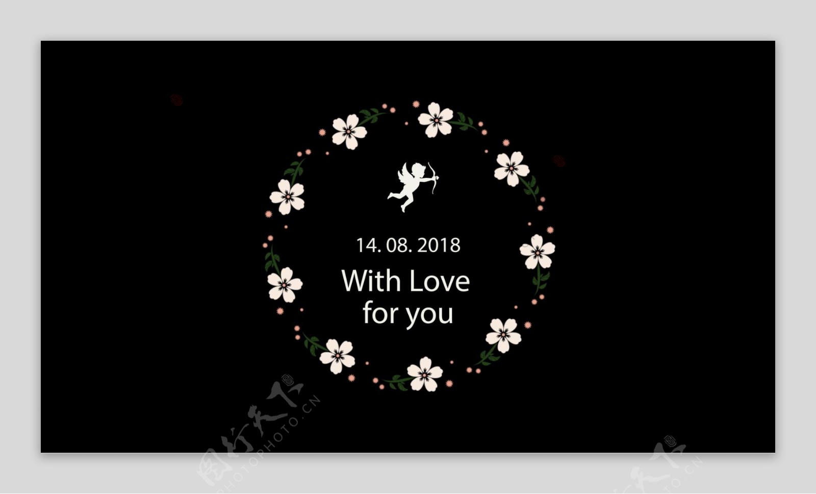 甜美小花朵装饰的浪漫婚礼标签ae源文件