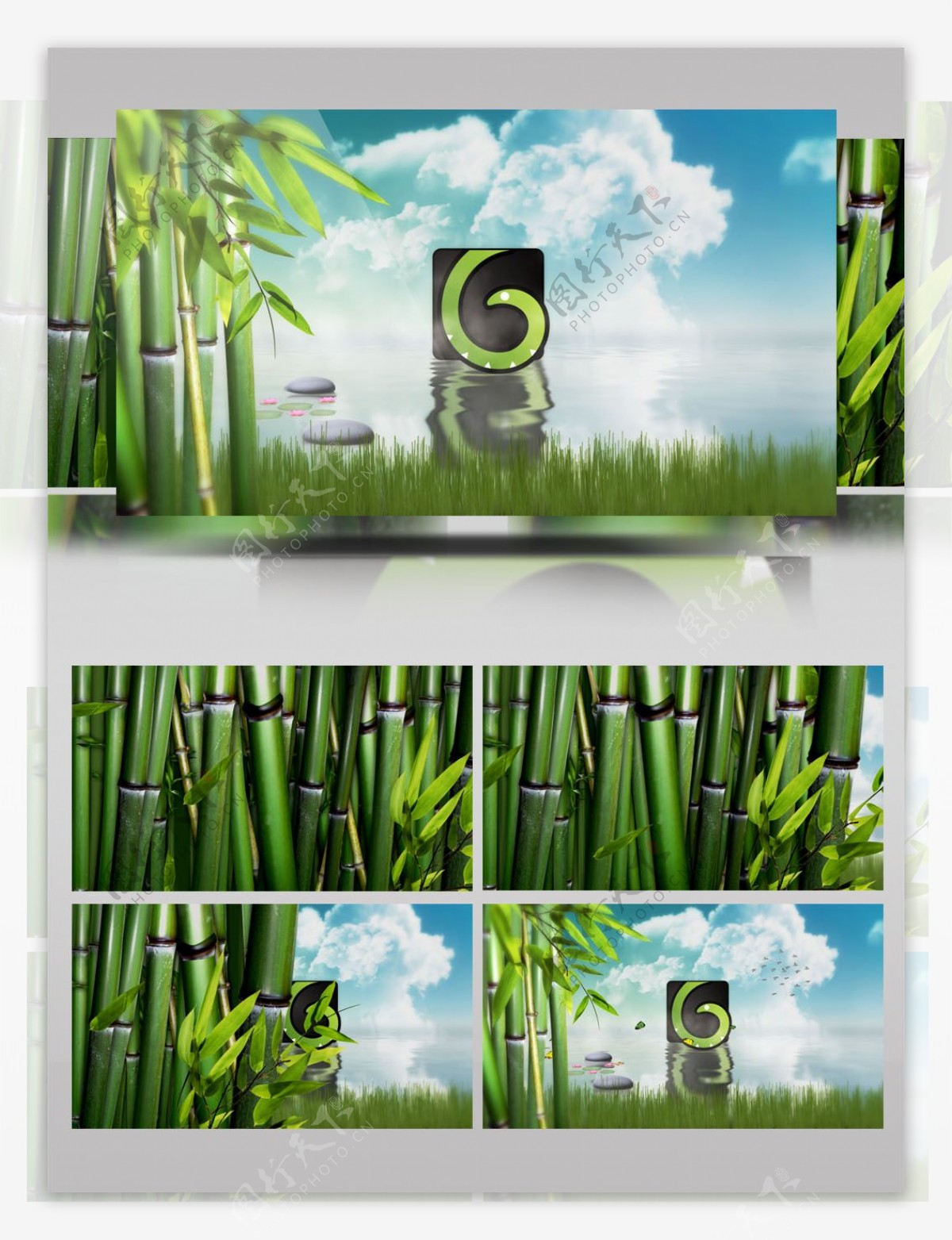 竹林自然池塘中国风logo展示