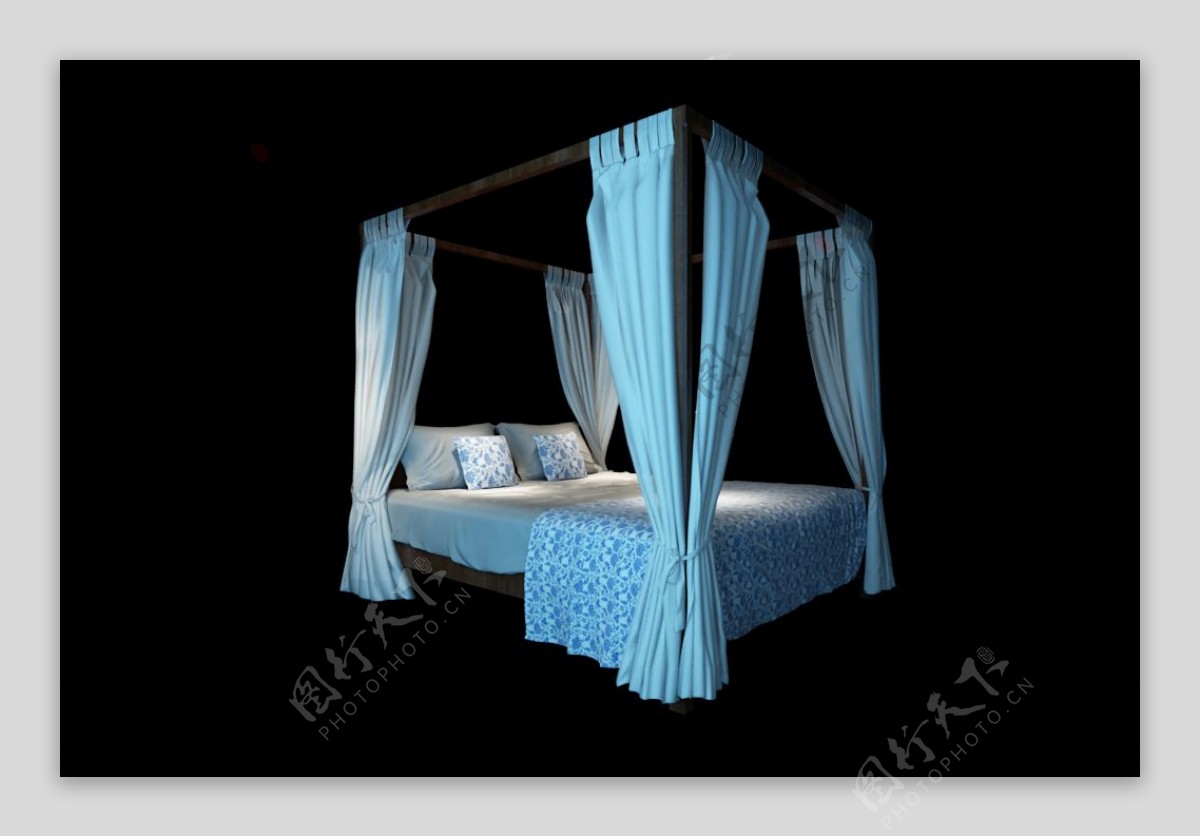欧式地中海风格卧室床设计模型