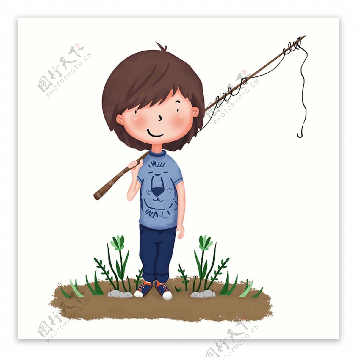 钓鱼的小男孩卡通系列2