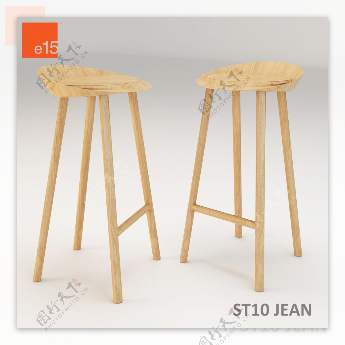 创意木质高脚凳3d模型