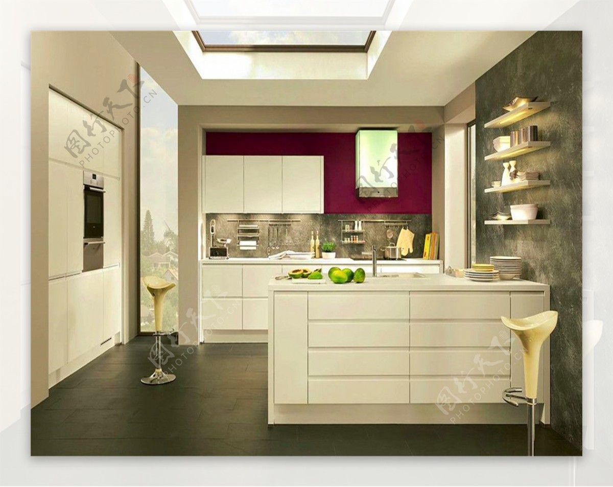 现代家装厨房橱柜颜色设计效果图