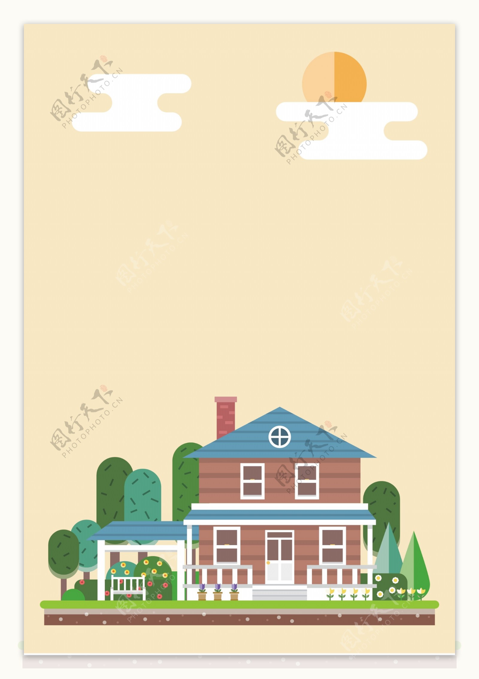 创意花园房屋设计海报背景素材