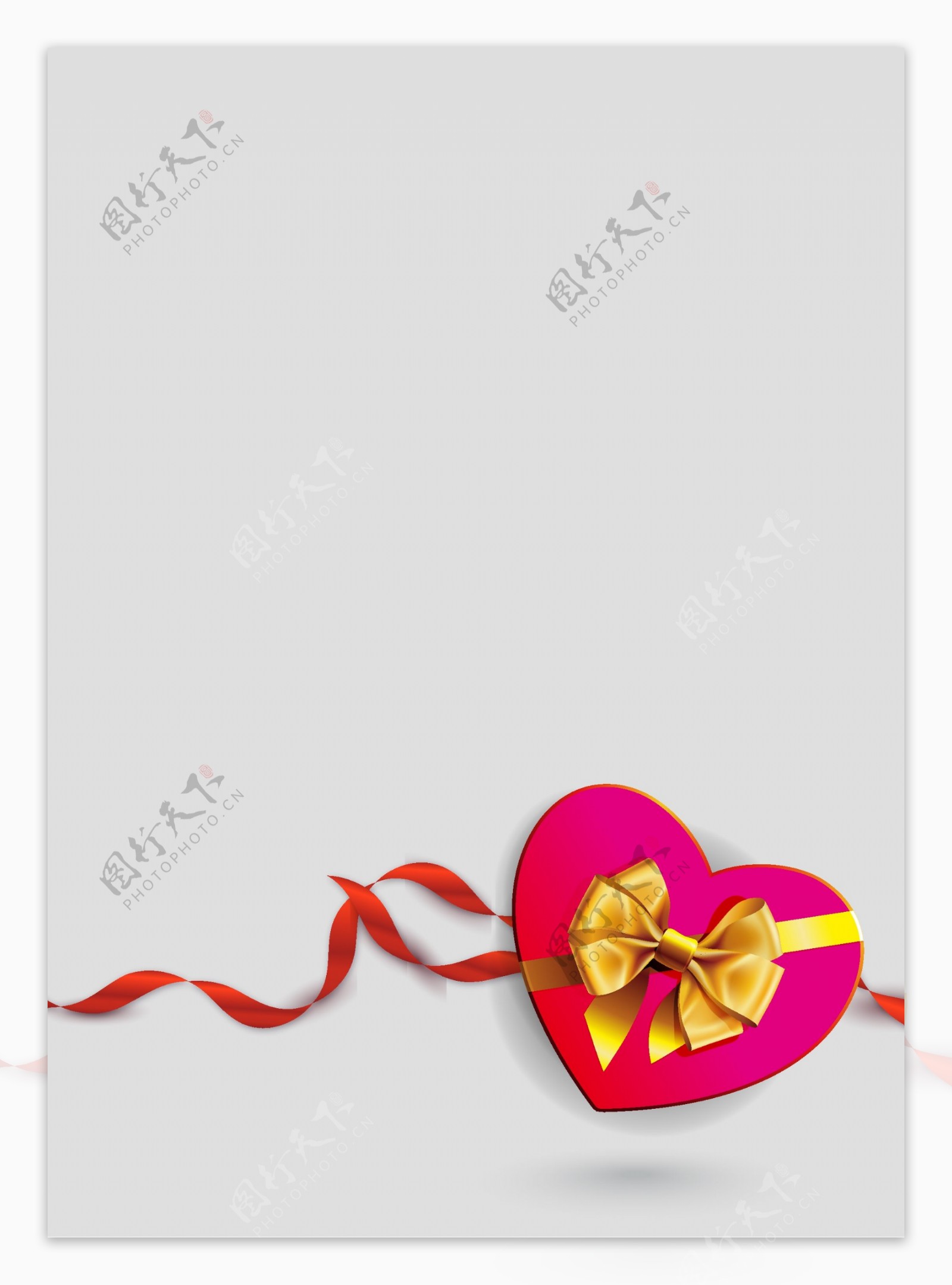 矢量质感情人节心形礼物盒背景素材