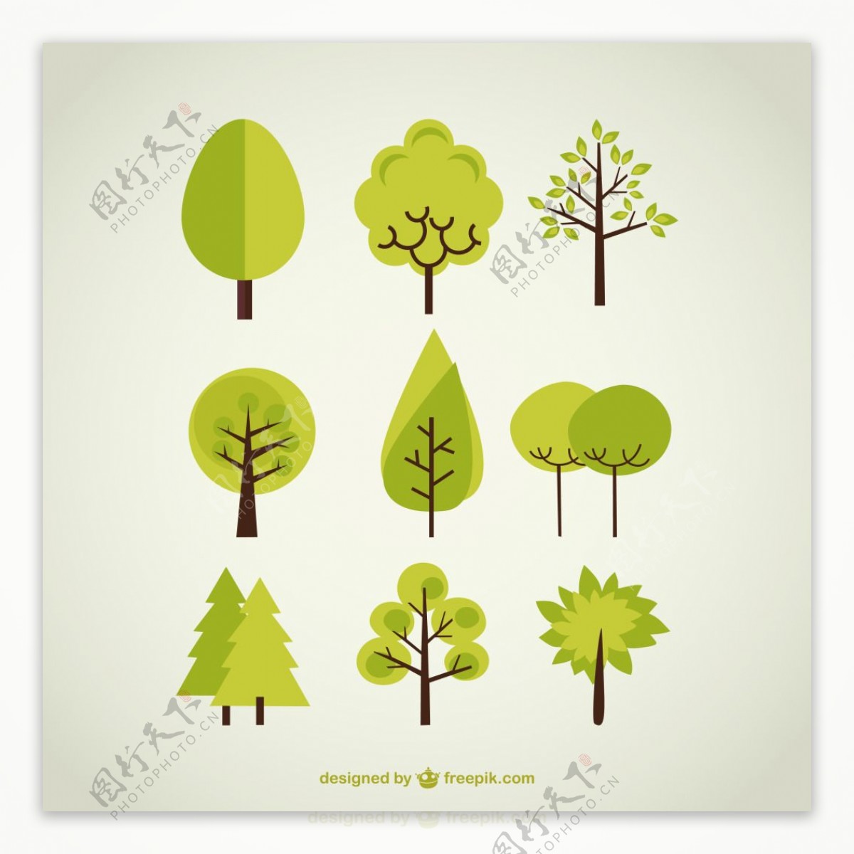 绿色清新树木设计矢量