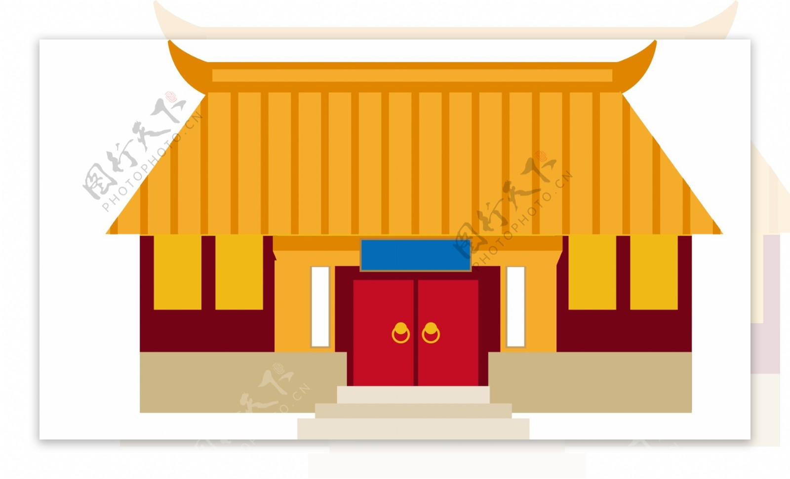 中国古代建筑物矢量手绘风装饰背景套图5