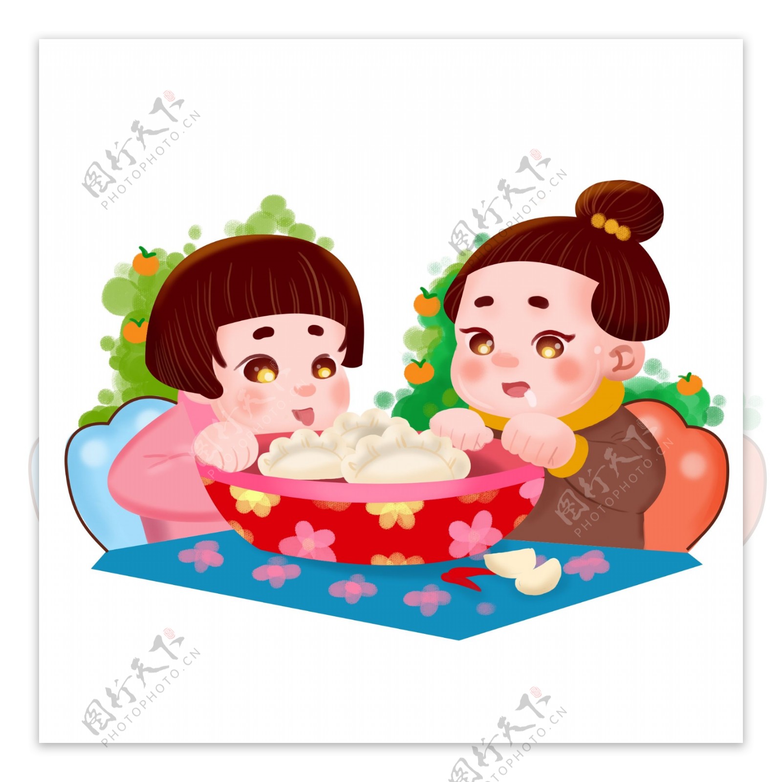 春节喜庆吃饺子元素创意