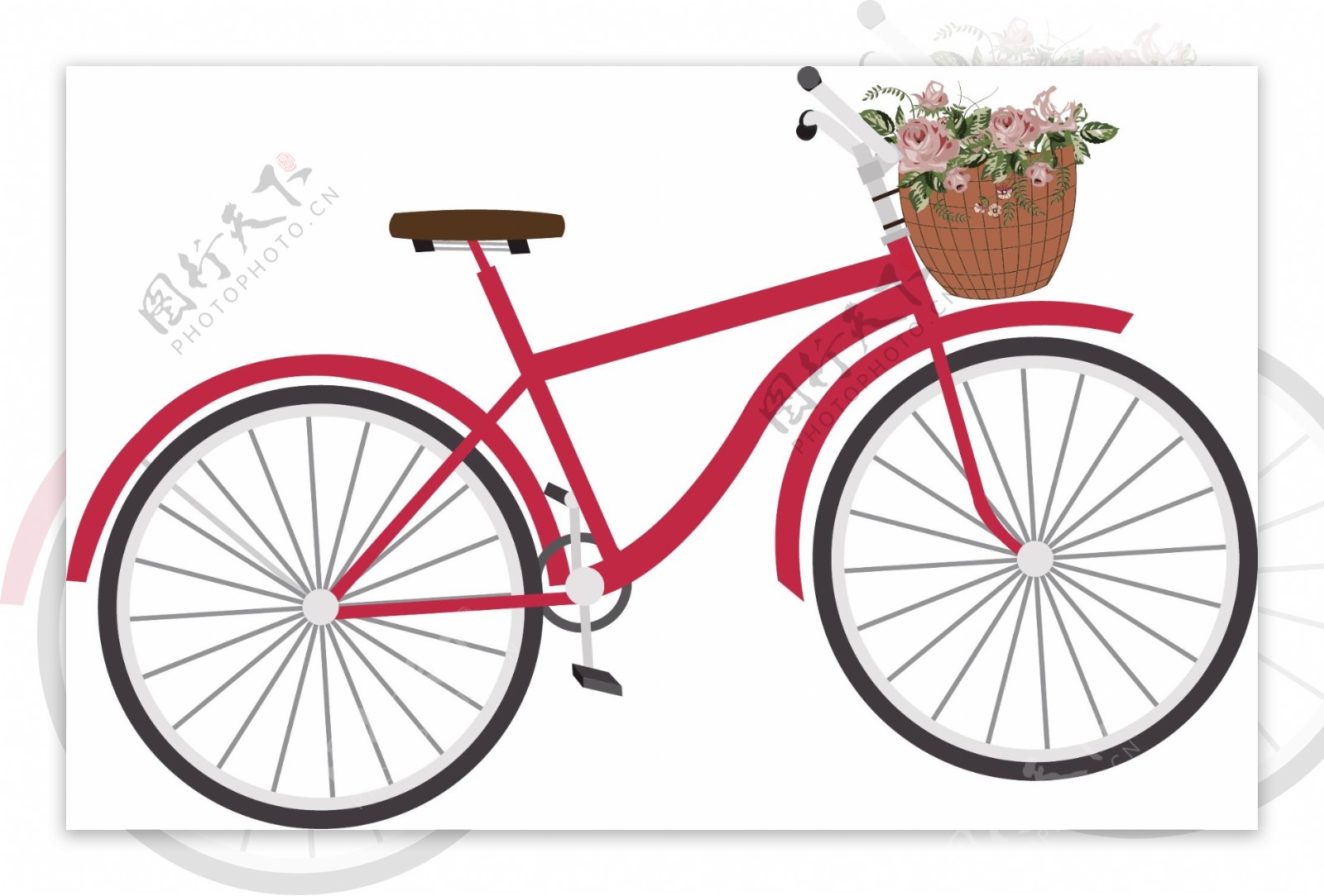 自行车玫瑰花情人节约会设计元素