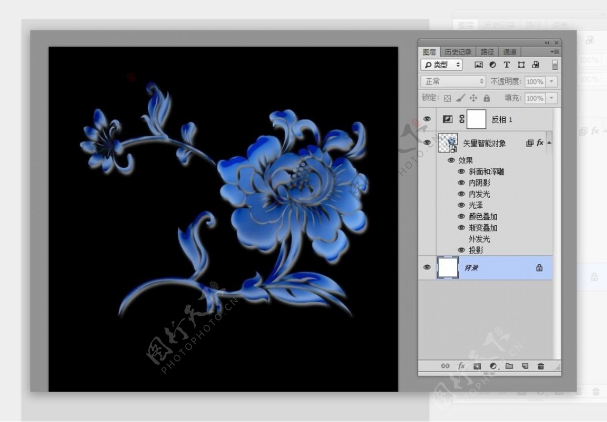 唯美妖娆绚蓝花卉花朵图案设计