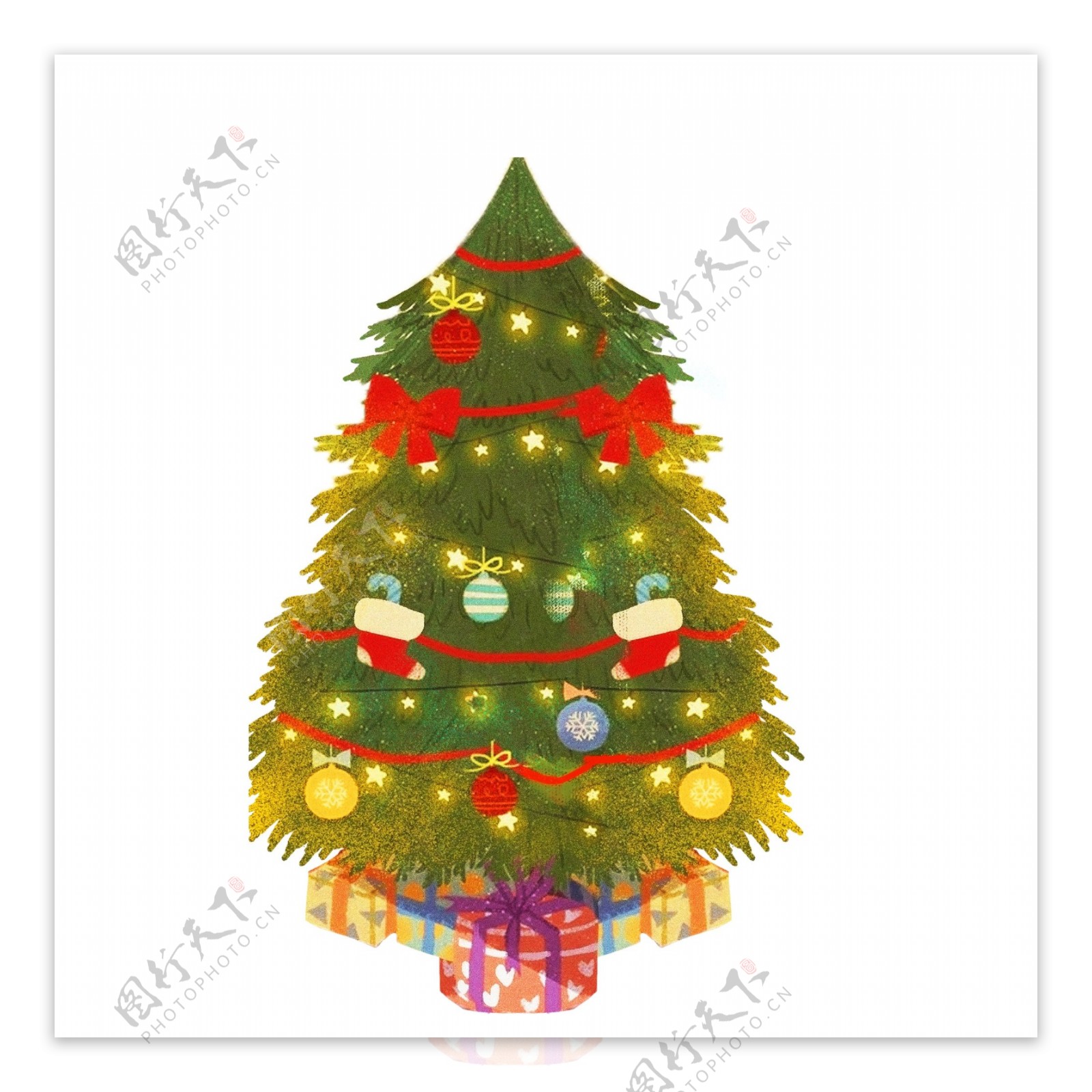 彩绘圣诞树装饰元素设计