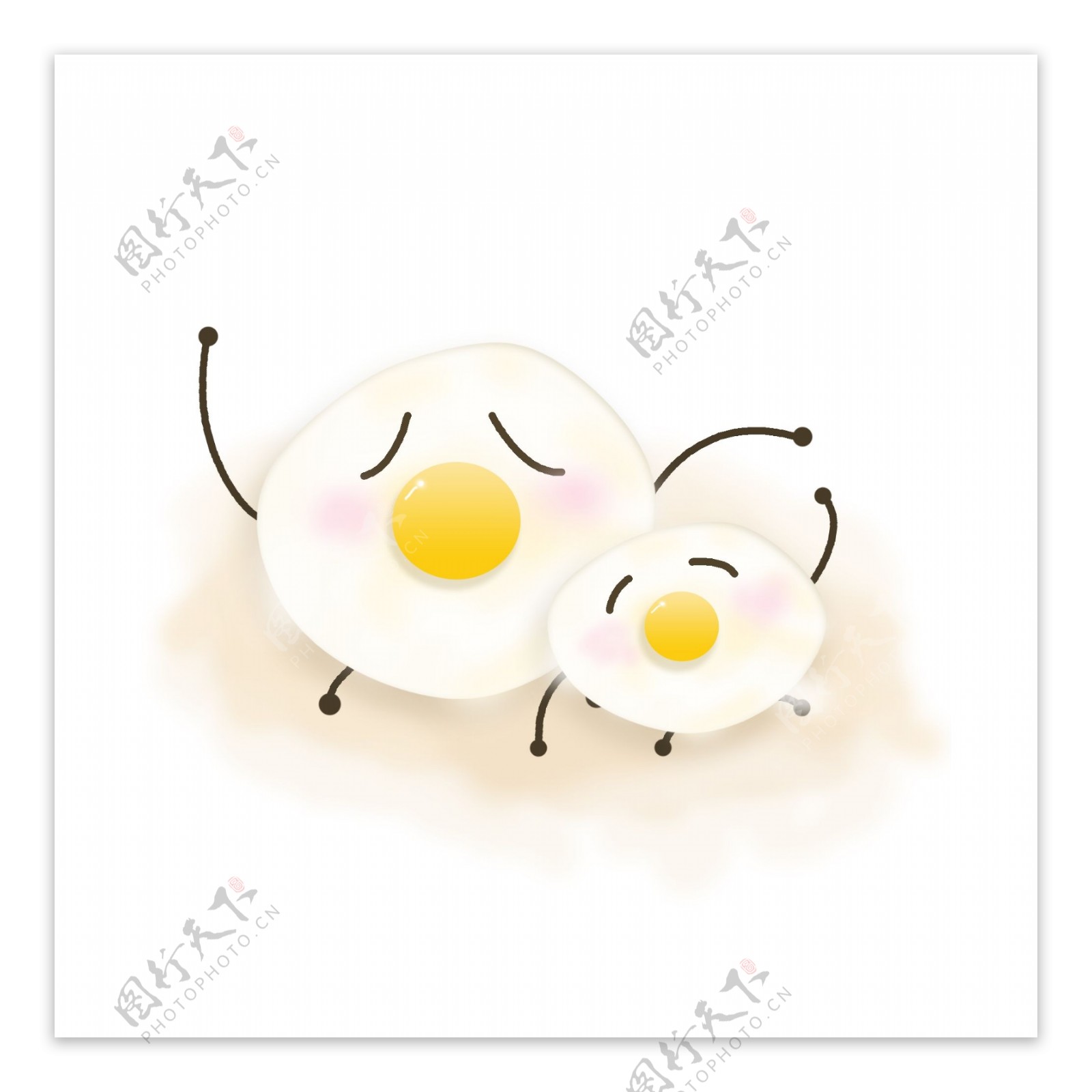 手绘可爱表情煎蛋鸡蛋食物素材