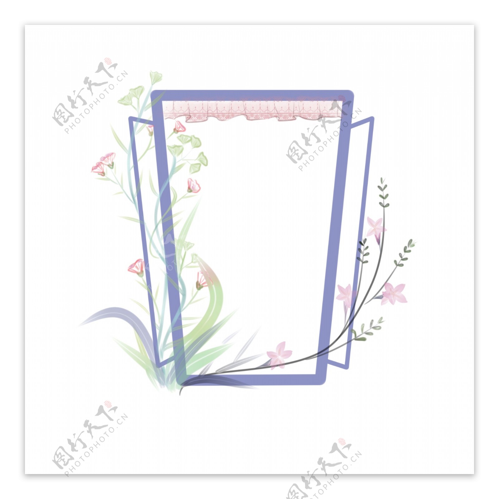 边框窗户清新植物花卉手绘免抠唯美浪漫元素
