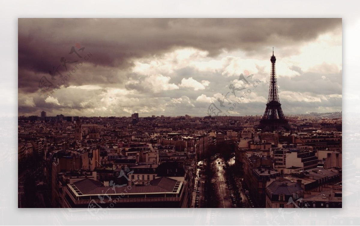 巴黎美景城市建筑鸟瞰图