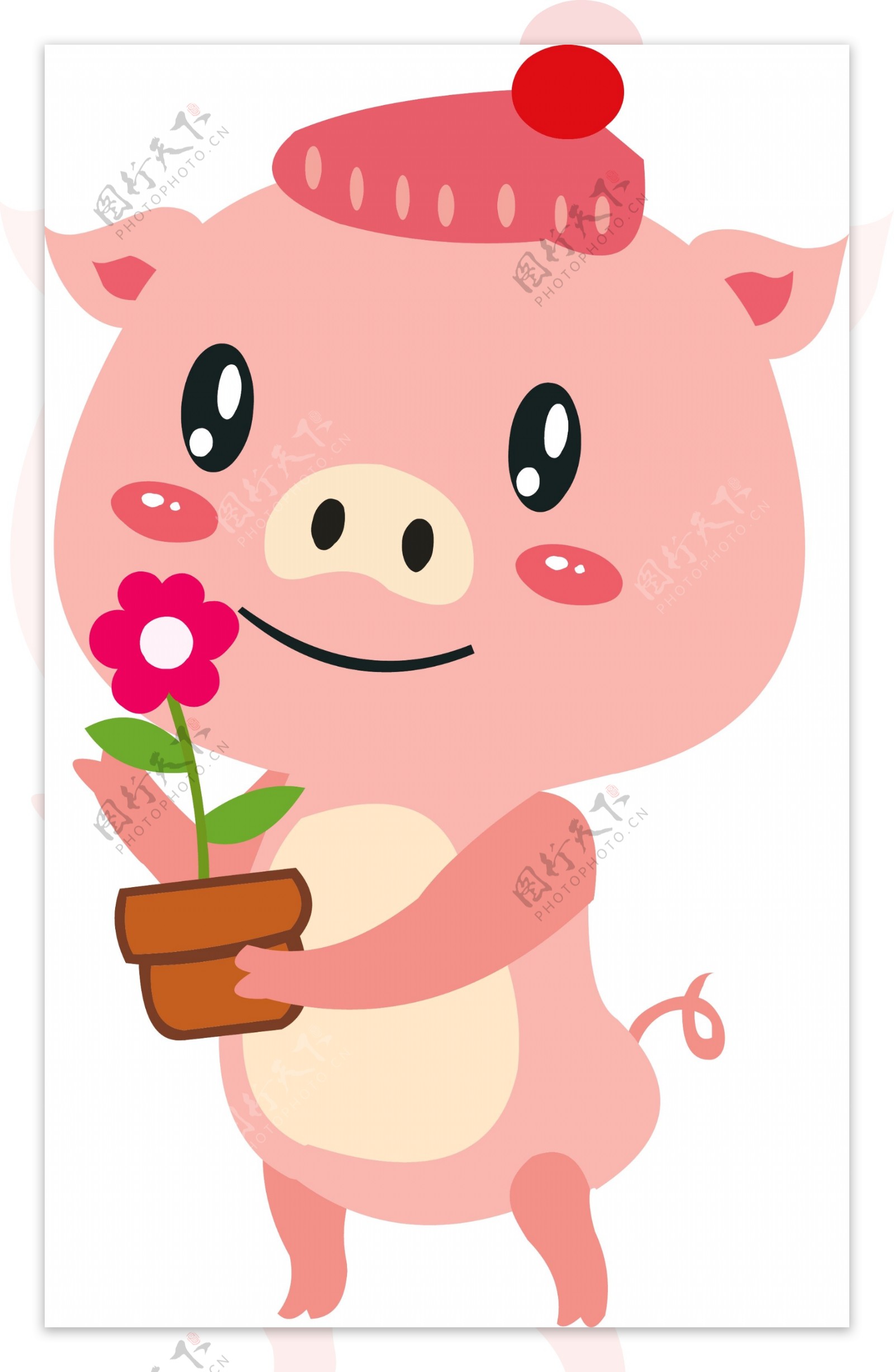 手绘卡通可爱小猪形象