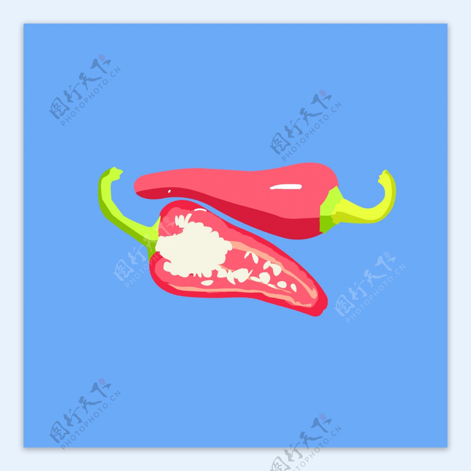 红色小清新食物饮食餐饮插画设计元素透明