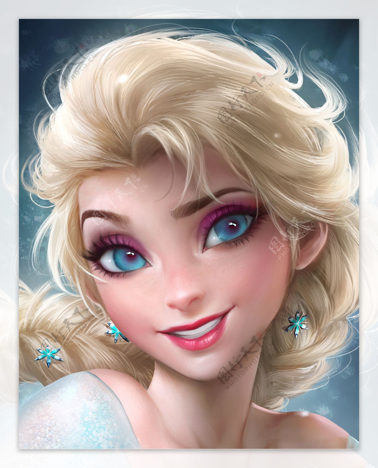 自画临冰雪奇缘女主角Elsa