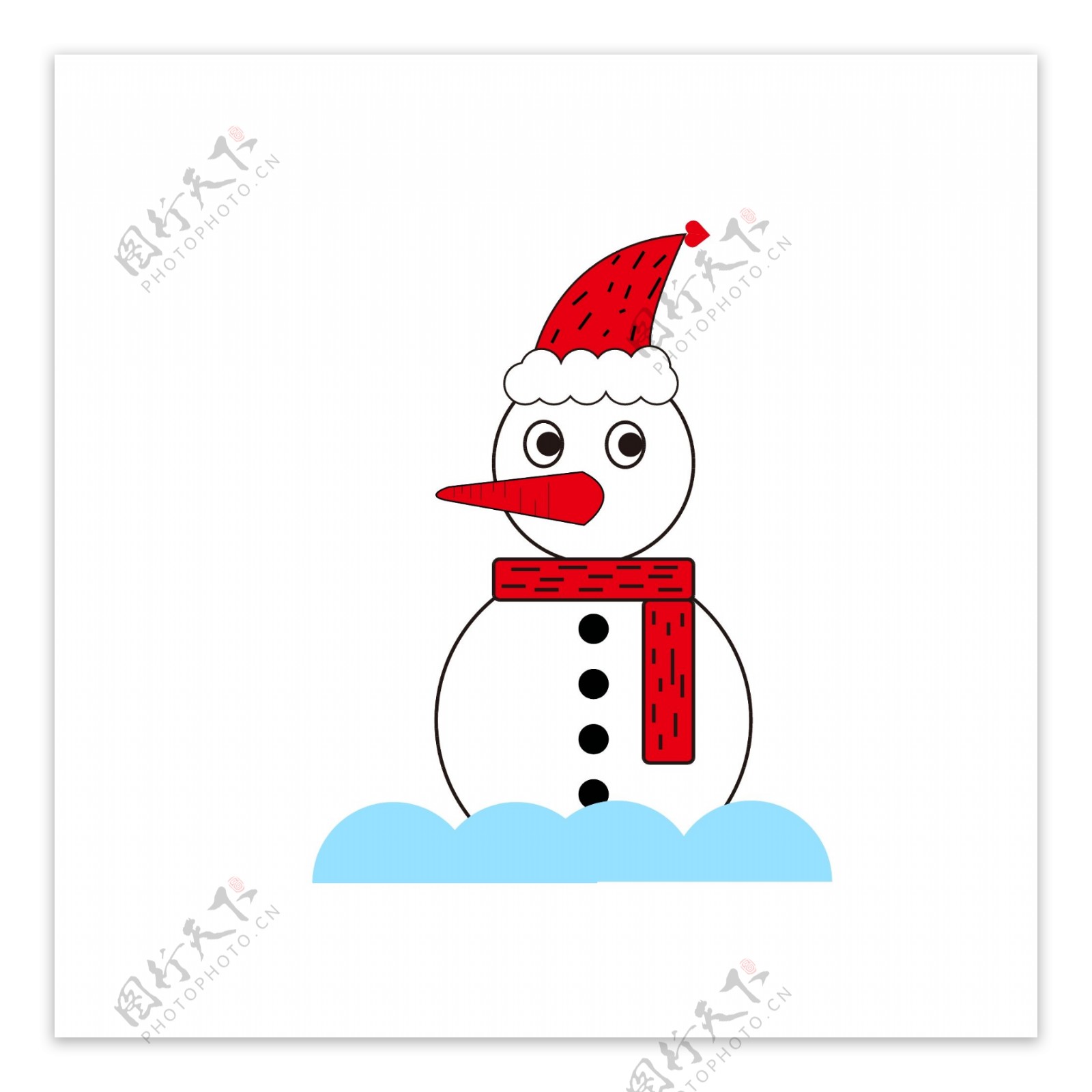雪人冬季卡通可爱红色白色