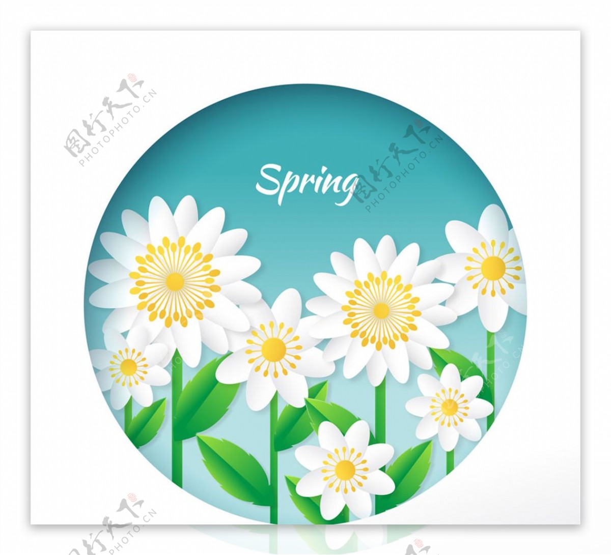 春季白色花丛设计矢量素材