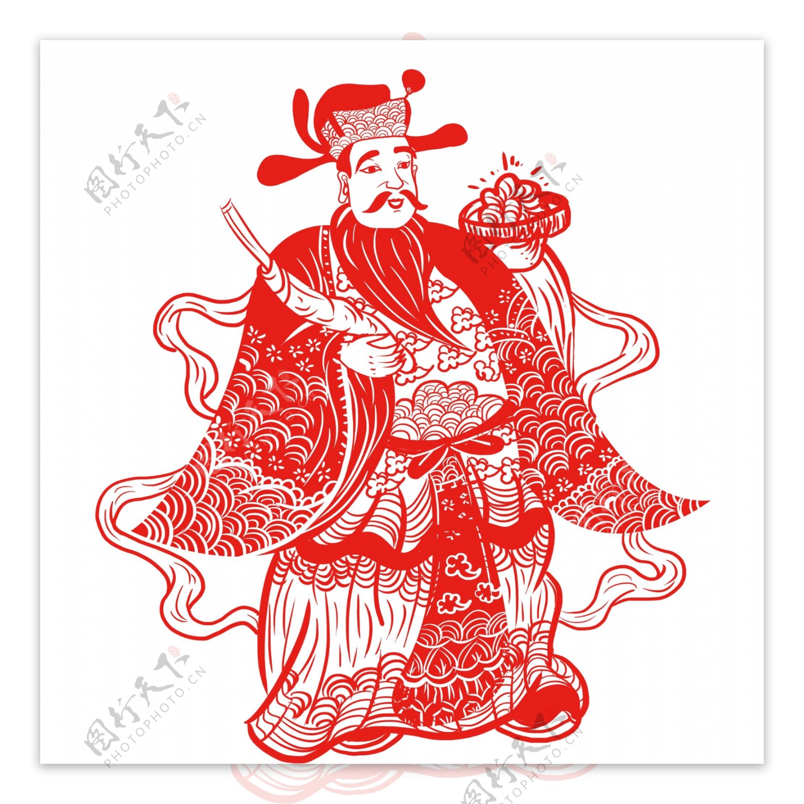 红色传统猪年财神元素设计