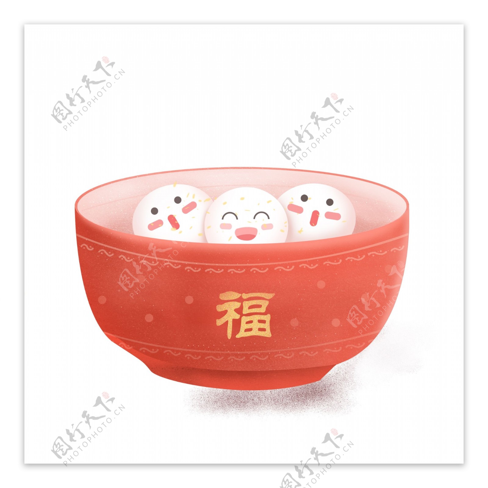 中国风红色福字汤圆元素设计