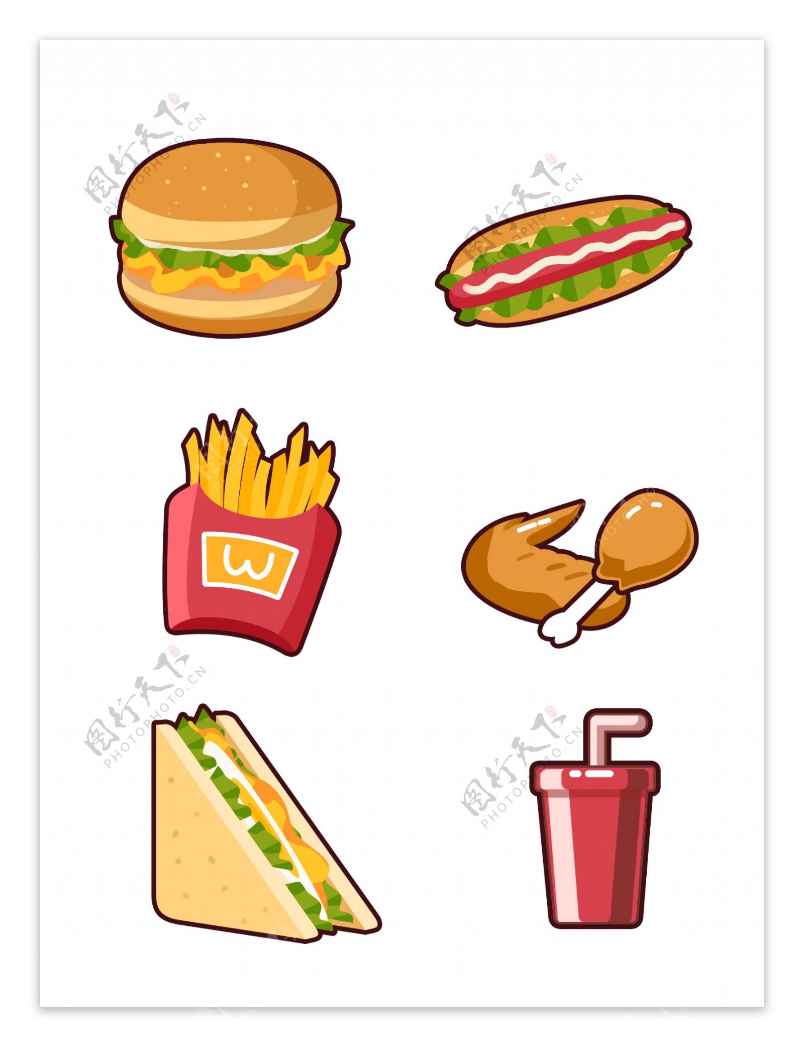 西式快餐汉堡包薯条食物套图