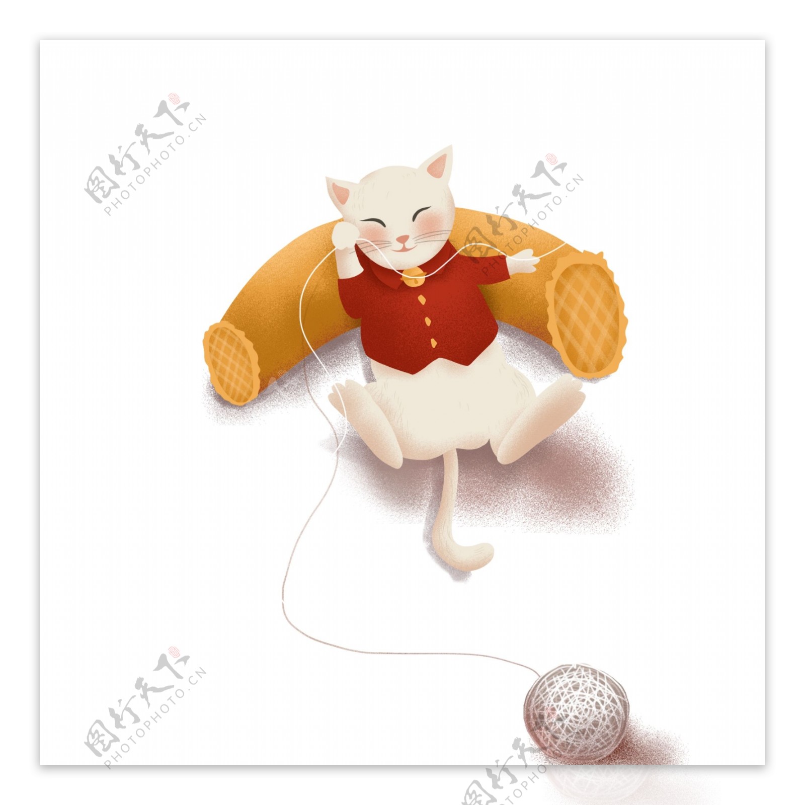 玩毛线球的小猪女孩图案元素