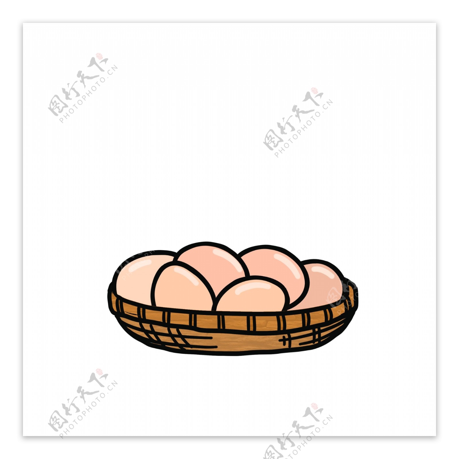卡通手绘一篮子鸡蛋元素设计